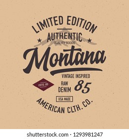 Montana typography. Vintage vector t-shirt and apparel design, print, logo, poster. Vector