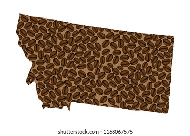 Montana (United States of America) -  map of coffee bean, Montana map made of coffee beans,