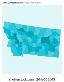 Montana, United States. Simple vector map. State shape. Solid Regions style. Border of Montana. Vector illustration.