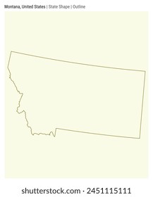 Montana, United States. Simple vector map. State shape. Outline style. Border of Montana. Vector illustration.