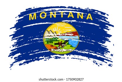 Montana US flag in grunge brush stroke, vector image