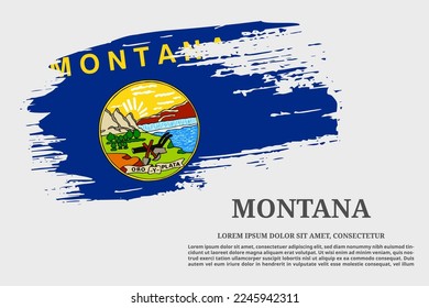 Montana US flag grunge brush and text poster, vector