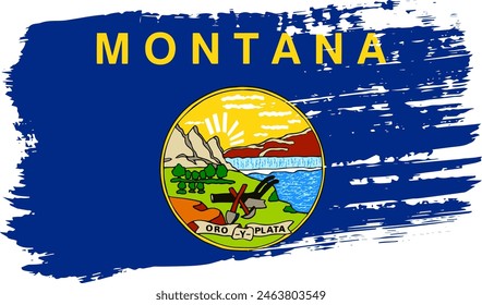 Montana US-Flagge, breiter Pinselstrich auf transparentem Hintergrund, Vektorgrafik.