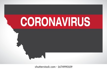 Montana USA federal state map with Coronavirus warning illustration