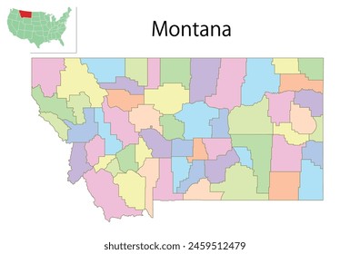 Montana USA Karte Bunte Symbole