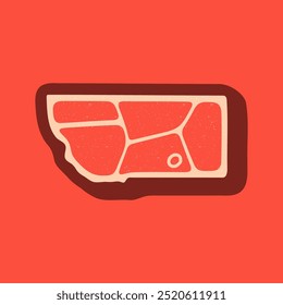 Montana, USA map for steak meat logo. Vector retro black and red meat dishes logotype illustration. Graphic grill BBQ label, emblem, symbol. Premium beef restaurant badge