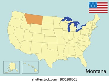 montana, usa states colorful map, vector illustration 
