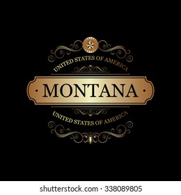 Montana  USA State.Vintage frame.