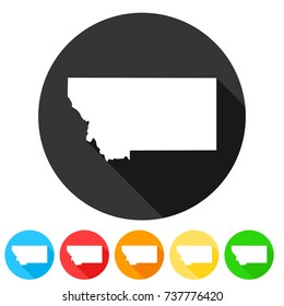 Montana USA Symbol Icon Round Flat Vector Art Design Color Set