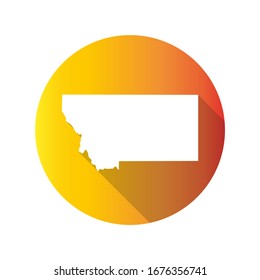 Montana, USA Symbol Map Icon Round. Flat Vector Art Design with Shadow. Gradient Color Banner.