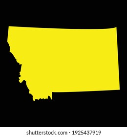 Montana, USA Symbol Map Icon, flat vector art design, yellow map of Montana State are isolated on a black background, High detailed blank vector illustration for your website, mobile app, logo design.