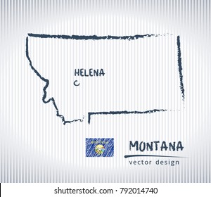 Montana vector chalk drawing map isolated on a white background