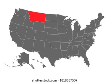 Montana vector map. High detailed illustration. United state of America country