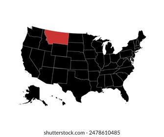 Montana vector map silhouette. High detailed illustration. United state of America country.