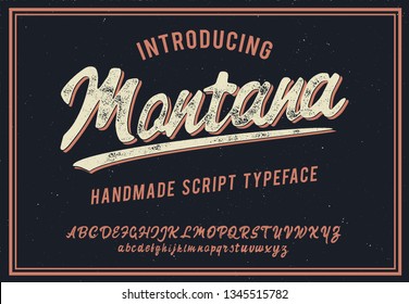 Montana. Vintage-Bürste-Skript. Handgefertigte Schriftart. Retro-Schrift. Vektorgrafik.