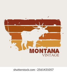 Montana Vintage Moose Silhouette Design