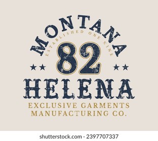 Montana Vintage Typografie College verschiedenen Slogan-Druck für grafisches T-Shirt oder Sweatshirt - Vektorgrafik