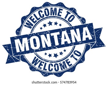 Montana. Welcome to Montana stamp