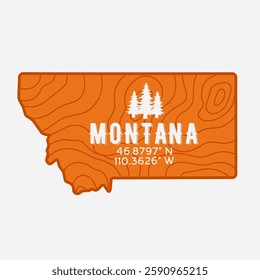 Montana Wood Texture With State Coordinate Perfect for Print, Apparel, etc