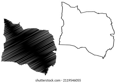 Monte Santo municipality (Bahia state, Municipalities of Brazil, Federative Republic of Brazil) map vector illustration, scribble sketch Monte Santo map