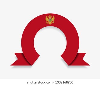 Montenegrian flag rounded ribbon abstract background. Vector illustration.