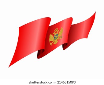 Bandera montenegrina ondeando fondo abstracto. Ilustración vectorial.