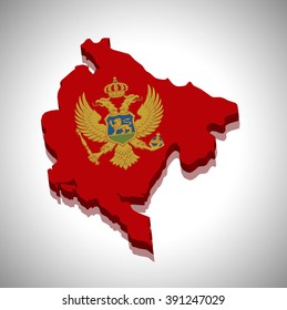 Montenegro - 3D map and flag