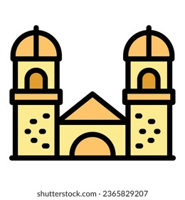 Montenegro architecture icon outline vector. Country area. Coast europe color flat