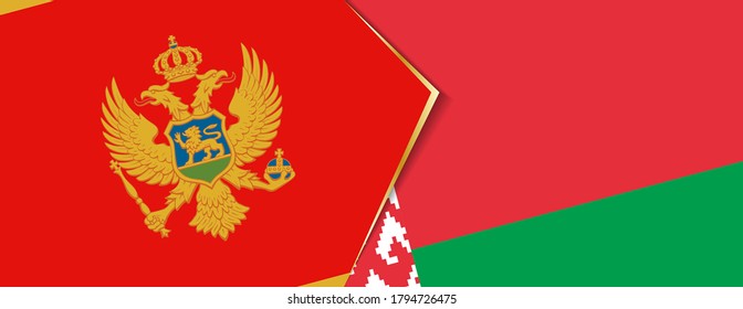 Banderas de Montenegro y Bielorrusia, dos banderas vectoriales símbolo de relación o enfrentamiento.