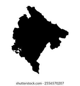 montenegro black map on white background