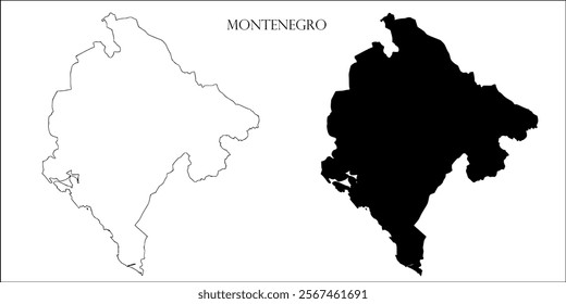 Montenegro Blank Map, Montenegro Map Outline Vector Images