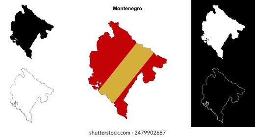Montenegro blank outline map set
