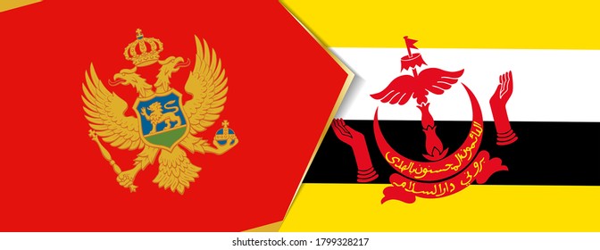 Banderas de Montenegro y Brunéi, dos banderas vectoriales símbolo de relación o confrontación.