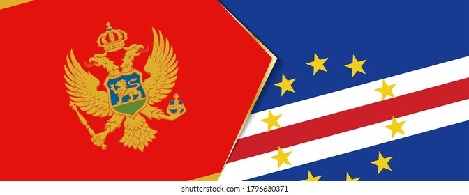 Montenegro and Cape Verde flags, two vector flags symbol of relationship or confrontation.