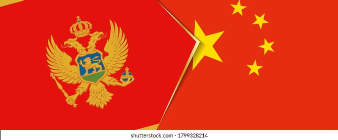 Banderas de Montenegro y China, dos banderas vectoriales símbolo de relación o confrontación.