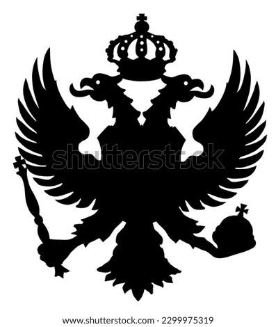 Montenegro coat of arms vector silhouette illustration, seal or national emblem, isolated on white background.