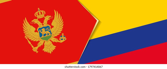 Montenegro and Colombia flags, two vector flags symbol of relationship or confrontation.