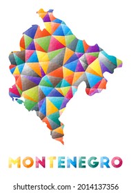 Montenegro - colorful low poly country shape. Multicolor geometric triangles. Modern trendy design. Vector illustration.