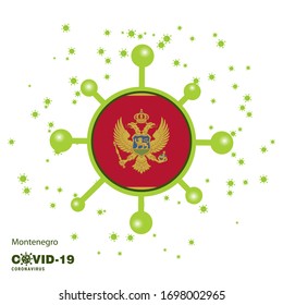 Montenegro Coronavius Flag Awareness Background. Stay home, Stay Healthy. Take care of your own health. Pray for Country