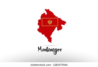 Montenegro country flag inside country border map design suitable for a logo icon design