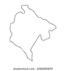 Montenegro country simplified map.Thin triple pencil sketch outline isolated on white background. Simple vector icon