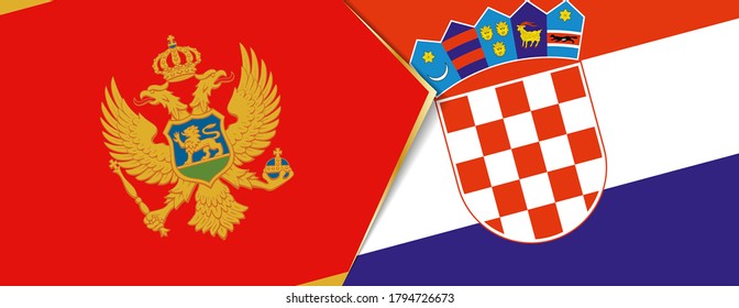 Montenegro and Croatia flags, two vector flags symbol of relationship or confrontation.