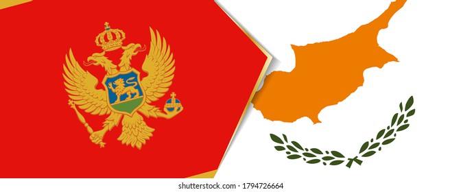 Montenegro and Cyprus flags, two vector flags symbol of relationship or confrontation.