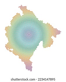 Montenegro dotted map. Digital style shape of Montenegro. Tech icon of the country with graduated dots. Amazing vector illustration.