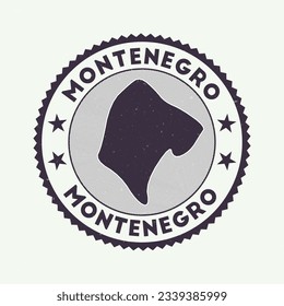 Montenegro emblem. Country round stamp with the shape of Montenegro, isolines, and round text. Astonishing badge. Artistic vector illustration.