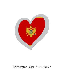 Montenegro emoji flag vector inside of heart. Not official symbol