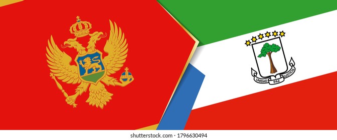 Banderas de Montenegro y Guinea Ecuatorial, dos banderas vectoriales símbolo de relación o enfrentamiento.