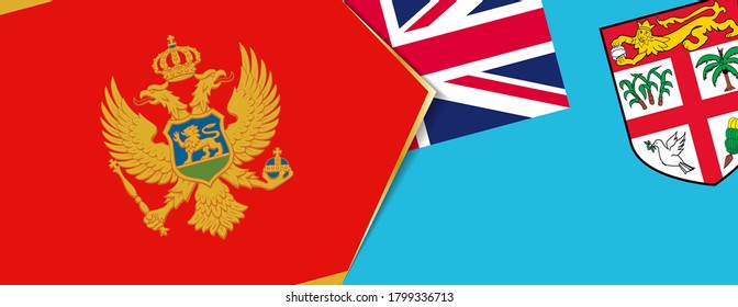 Banderas de Montenegro y Fiji, dos banderas vectoriales símbolo de relación o enfrentamiento.