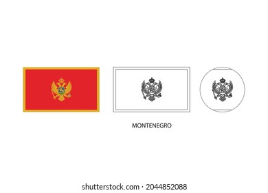 Mencionar 3 versiones, Ilustración vectorial, Línea delgada negra de rectángulo y el círculo sobre fondo blanco.