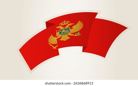 Montenegro Flag in Abstract Ribbon Shape, National Symbol of the Montenegro. This vector is ideal for use in national events, Independence Day, international sports competitions.